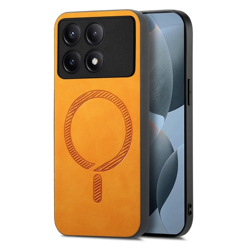 

For Xiaomi Redmi K70E /Poco X6 Pro 5G Solid Color Retro Magsafe PU Back Cover Phone Case(Yellow)