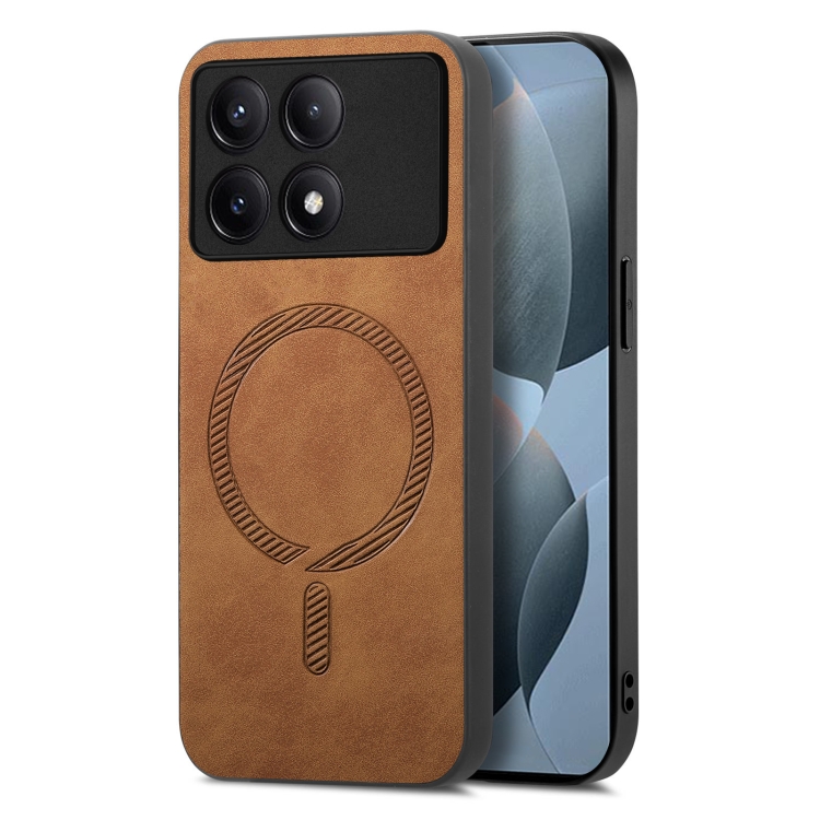 

For Xiaomi Redmi K70E /Poco X6 Pro 5G Solid Color Retro Magsafe PU Back Cover Phone Case(Brown)