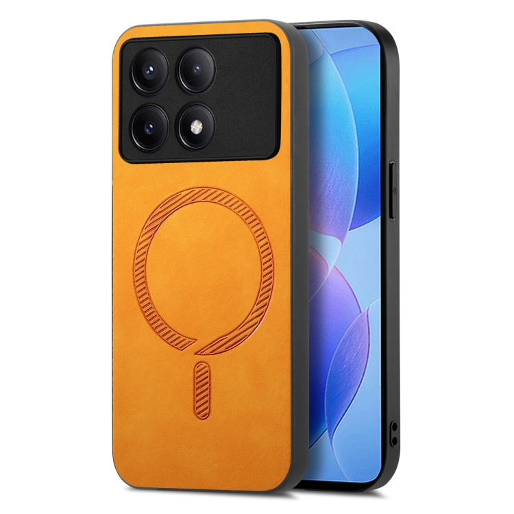 

For Xiaomi Redmi K70 / K70 Pro 5G Solid Color Retro Magsafe PU Back Cover Phone Case(Yellow)