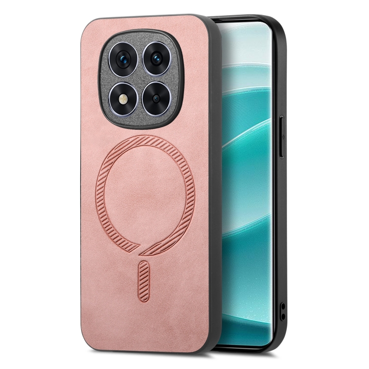 

For Xiaomi Redmi Note 14 5G Solid Color Retro Magsafe PU Back Cover Phone Case(Pink)
