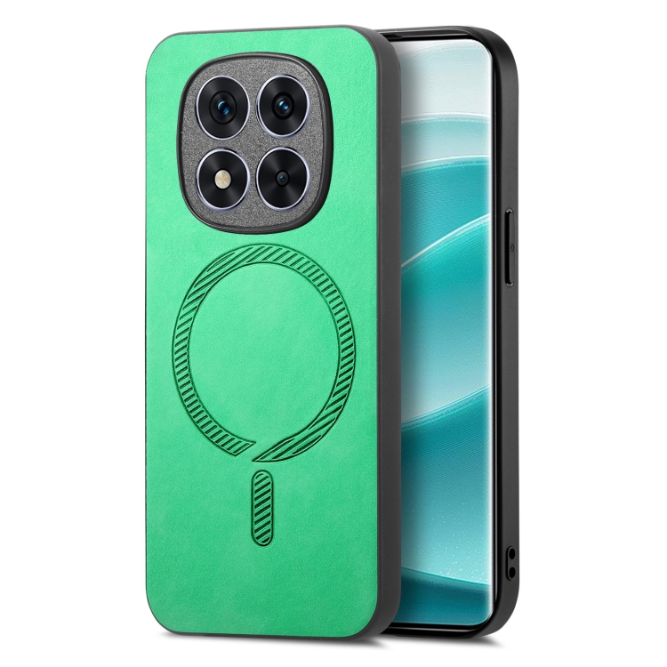 

For Xiaomi Redmi Note 14 5G Solid Color Retro Magsafe PU Back Cover Phone Case(Green)