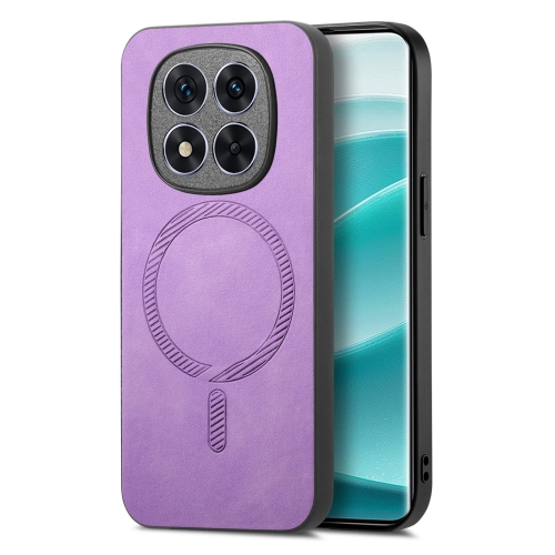 

For Xiaomi Redmi Note 14 Pro 5G Solid Color Retro Magsafe PU Back Cover Phone Case(Purple)