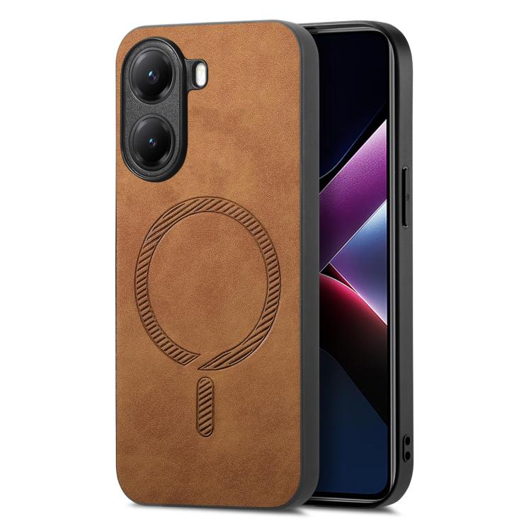 For Redmi Turbo Solid Color Retro Magsafe PU Back Cover