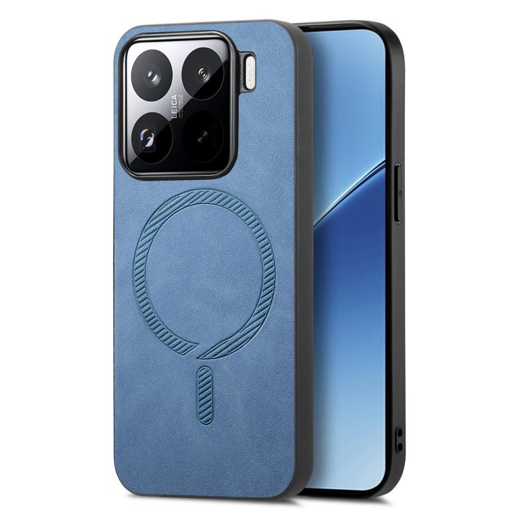 

For Xiaomi 15 Pro Solid Color Retro Magsafe PU Back Cover Phone Case(Blue)