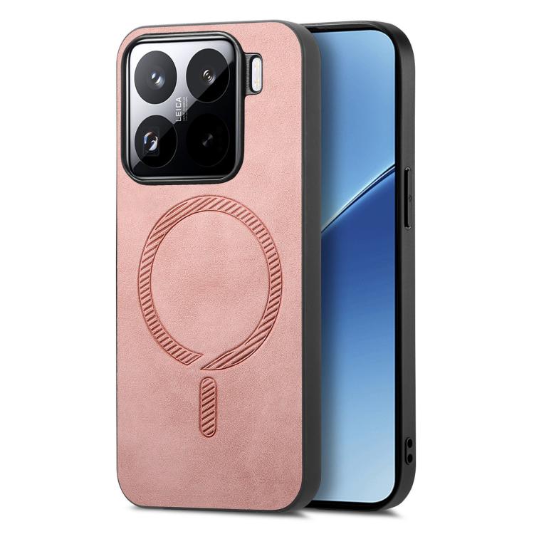 

For Xiaomi 15 Pro Solid Color Retro Magsafe PU Back Cover Phone Case(Pink)