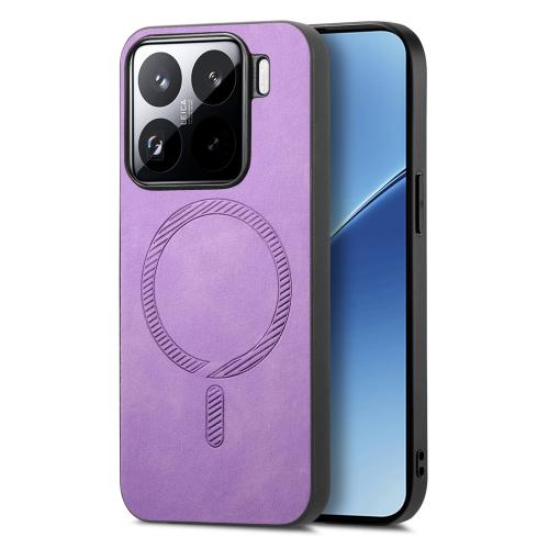 

For Xiaomi 15 Pro Solid Color Retro Magsafe PU Back Cover Phone Case(Purple)
