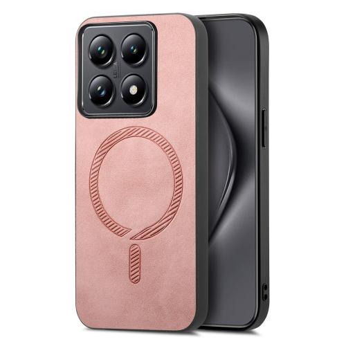 

For Xiaomi 14T Solid Color Retro Magsafe PU Back Cover Phone Case(Pink)
