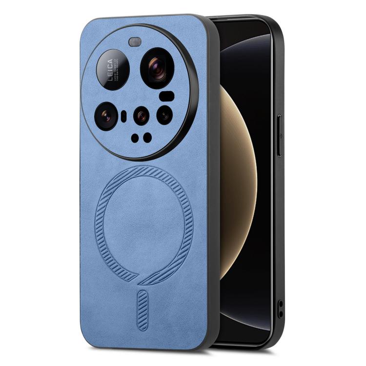 

For Xiaomi 15 Ultra Solid Color Retro Magsafe PU Back Cover Phone Case(Blue)