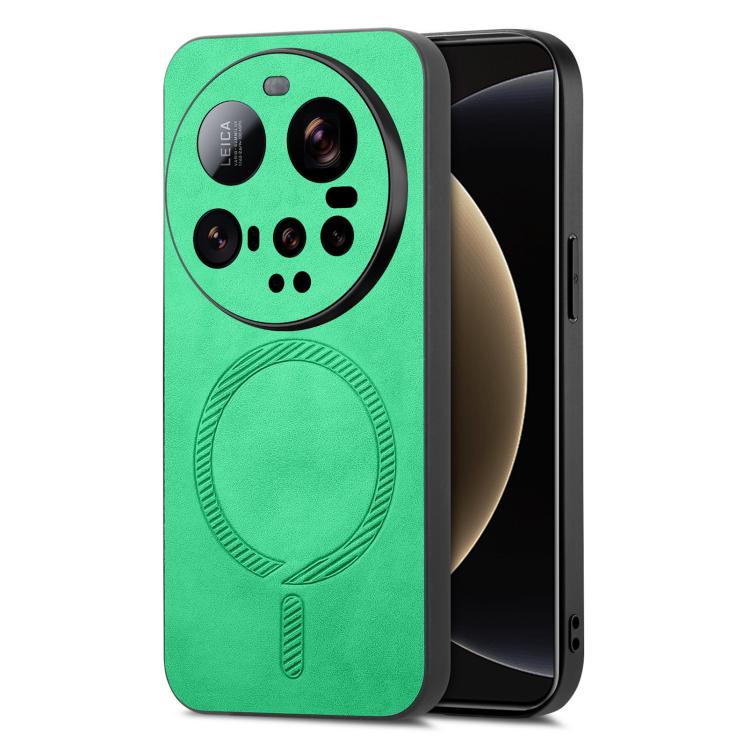 

For Xiaomi 15 Ultra Solid Color Retro Magsafe PU Back Cover Phone Case(Green)