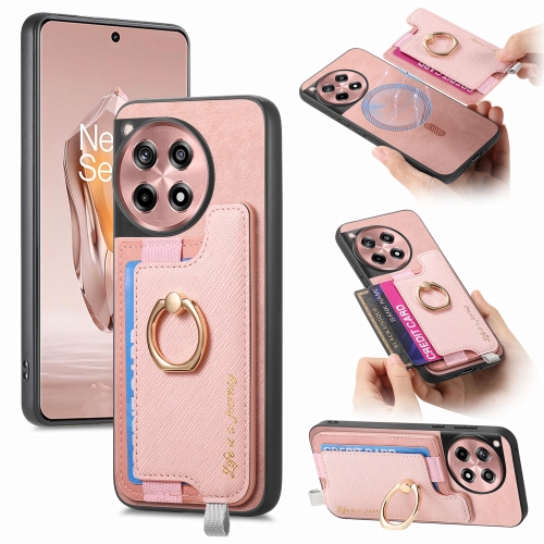 

For OnePlus Nord CE4 / Ace 3V Solid Color Retro Magsafe PU Back Cover Phone Case(Pink)