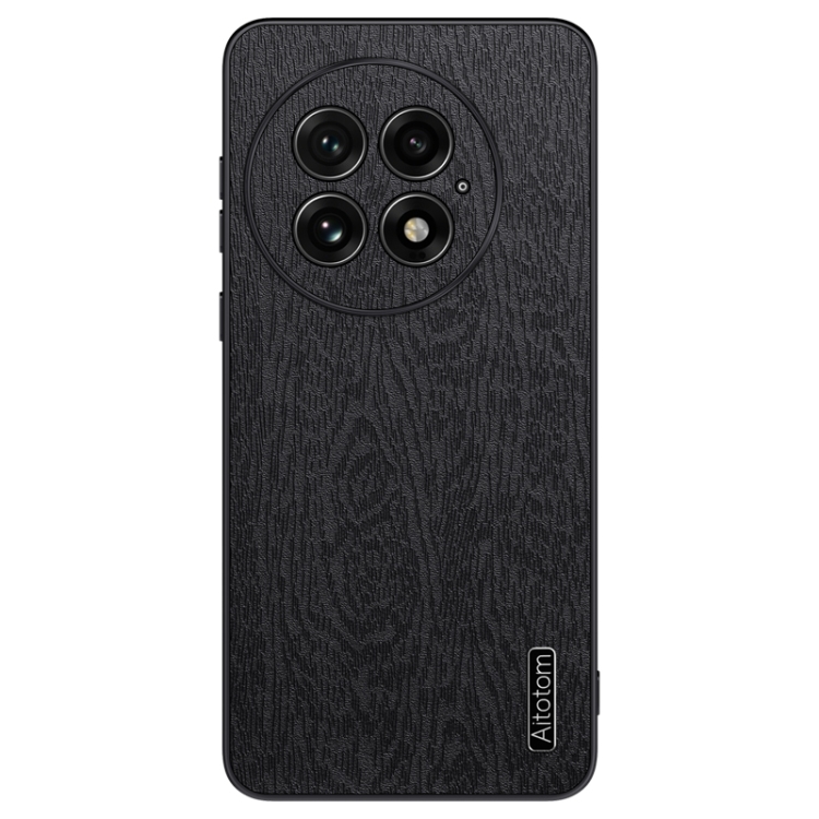

For OnePlus 13 Tree Bark Leather Shockproof Phone Case(Black)
