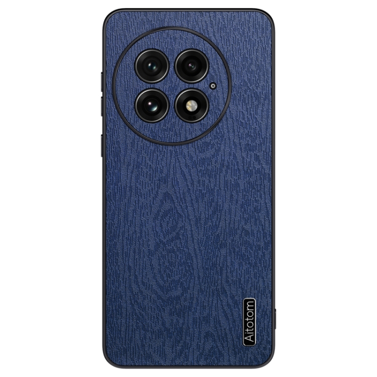 

For OnePlus 13 Tree Bark Leather Shockproof Phone Case(Blue)
