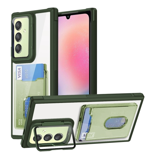 

For Samsung Galaxy A24 Card Bag Holder Acrylic Hybrid TPU Phone Case(Green)