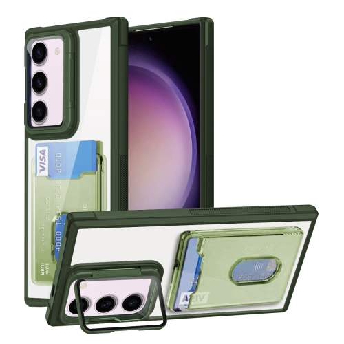 

For Samsung Galaxy S23+ 5G Card Bag Holder Acrylic Hybrid TPU Phone Case(Green)