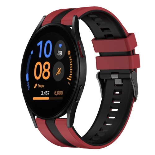 

For Samsung Galaxy Watch FE 40mm 20mm Two Color Sports Silicone Watch Band(Red+Black)