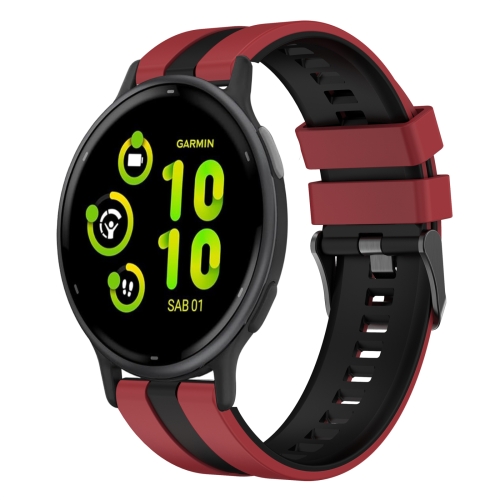 

For Garmin Vivoactive 5 20mm Two Color Sports Silicone Watch Band(Red+Black)