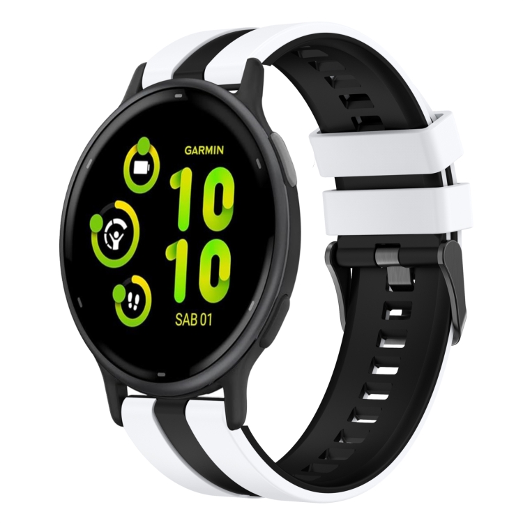 For Garmin Vivoactive 20mm Two Color Sports Silicone Watch Band