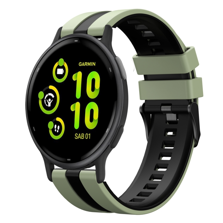 For Garmin Vivoactive 20mm Two Color Sports Silicone Watch
