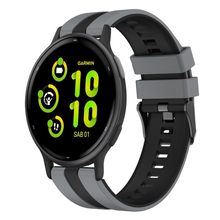 For Garmin Vivoactive 20mm Two Color Sports Silicone Watch Band