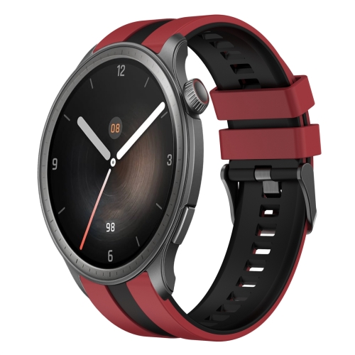 

For Amazfit Balance 22mm Two-Color Sports Silicone Watch Band(Red+Black)
