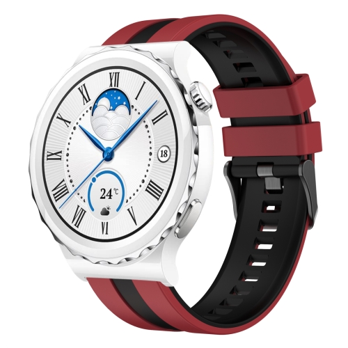 

For Huawei Watch GT3 Pro 43mm 20mm Two Color Sports Silicone Watch Band(Red+Black)