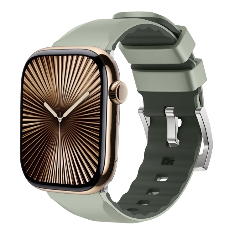 Apple Watch Series 10 42mm ツーカラーシリコンウォッチバンド(抹茶 