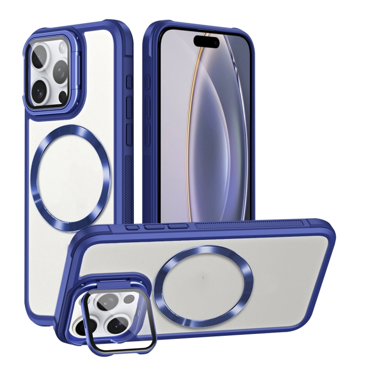 

For iPhone 16 Pro CD-grain Magsafe Acrylic Hybrid TPU Phone Case(Blue)