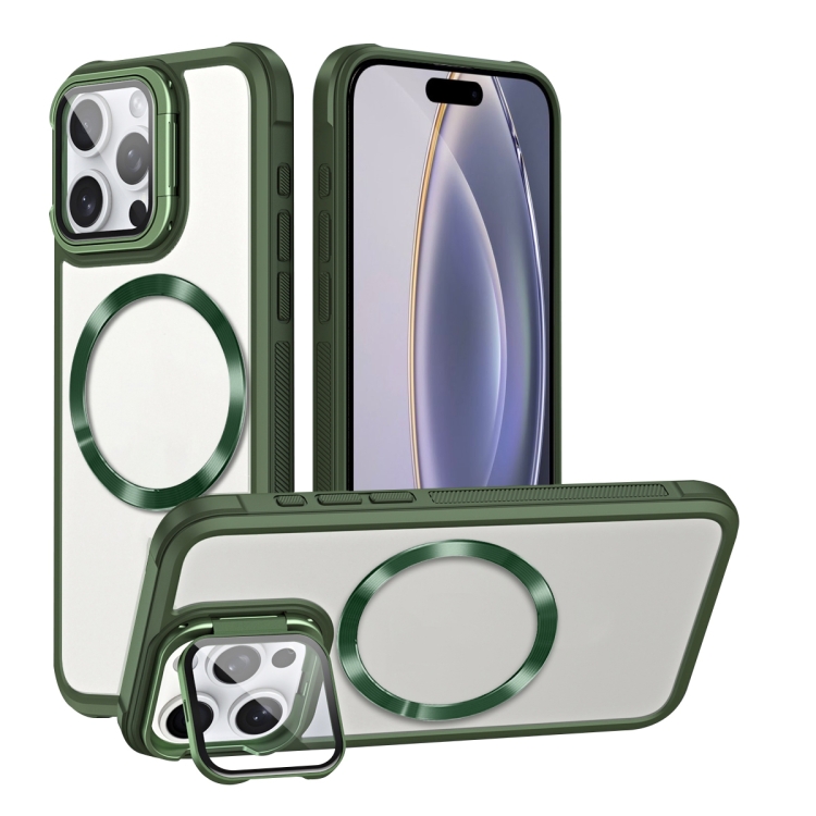 

For iPhone 16 Pro Magsafe CD-grain Acrylic Hybrid TPU Phone Case(Green)