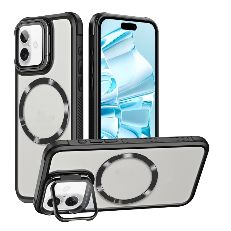 

For iPhone 16 Plus CD-grain Magsafe Acrylic Hybrid TPU Phone Case(Black)