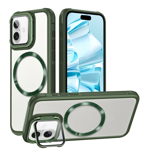 

For iPhone 16 Plus CD-grain Magsafe Acrylic Hybrid TPU Phone Case(Green)