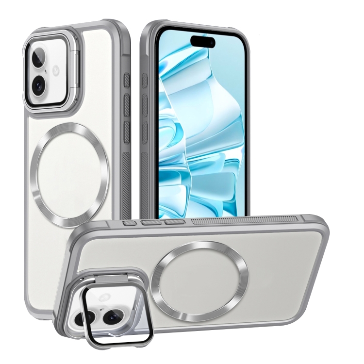 

For iPhone 16 CD-grain Magsafe Acrylic Hybrid TPU Phone Case(White)