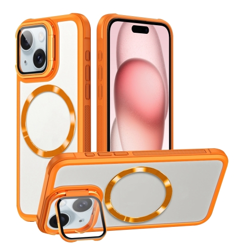 

For iPhone 15 Plus CD-grain Magsafe Acrylic Hybrid TPU Phone Case(Orange)