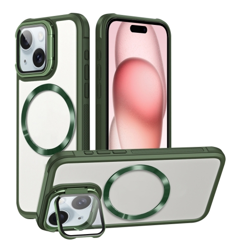 

For iPhone 15 CD-grain Magsafe Acrylic Hybrid TPU Phone Case(Green)
