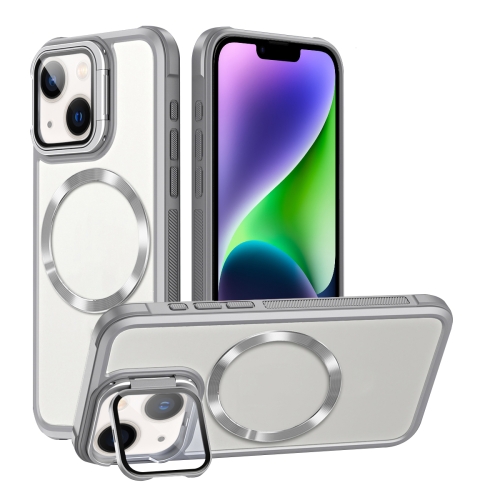 

For iPhone 14 CD-grain Magsafe Acrylic Hybrid TPU Phone Case(White)