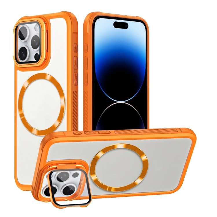 

For iPhone 14 Pro Max Magsafe CD-grain Acrylic Hybrid TPU Phone Case(Orange)