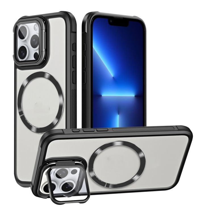 

For iPhone 13 Pro Magsafe CD-grain Acrylic Hybrid TPU Phone Case(Black)