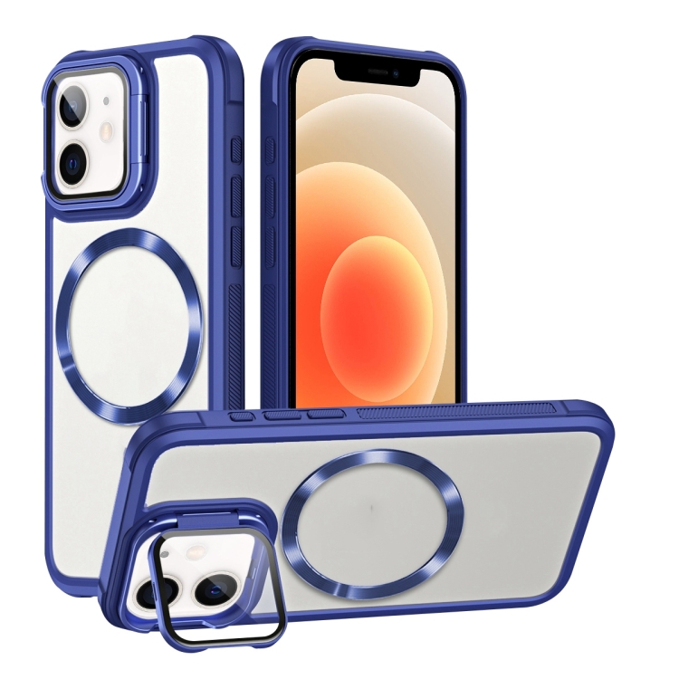 

For iPhone 12 Magsafe CD-grain Acrylic Hybrid TPU Phone Case(Blue)