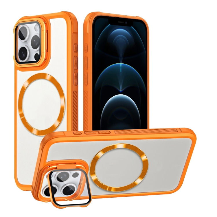 

For iPhone 12 Pro Max CD-grain Magsafe Acrylic Hybrid TPU Phone Case(Orange)