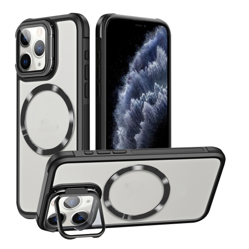 

For iPhone 11 Pro Max Magsafe CD-grain Acrylic Hybrid TPU Phone Case(Black)