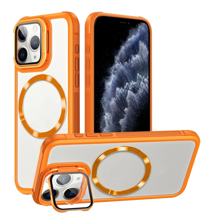 

For iPhone 11 Pro Max Magsafe CD-grain Acrylic Hybrid TPU Phone Case(Orange)