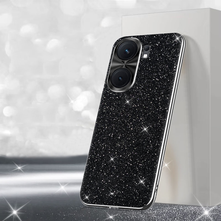 

For vivo iQOO Neo9S Pro+ Electroplated Glitter Powder Phone Case(Black)