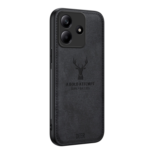 

For Xiaomi Redmi Note 14 5G Deer Head Cloth Skin All-inclusive Phone Case(Black)