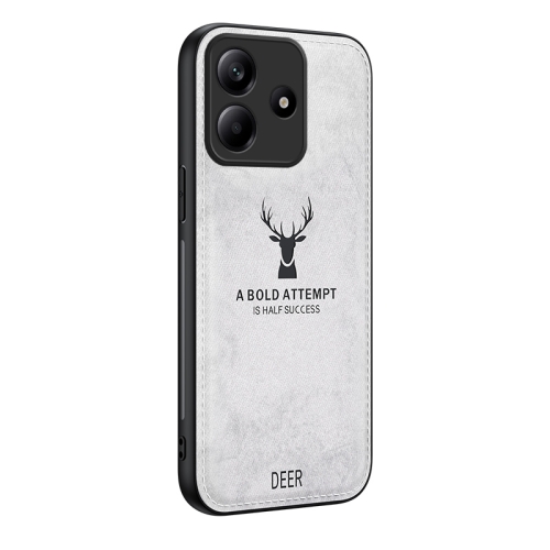 

For Xiaomi Redmi Note 14 5G Deer Head Cloth Skin All-inclusive Phone Case(White)