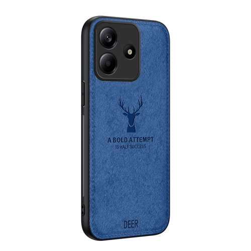 

For Xiaomi Redmi Note 14 5G Deer Head Cloth Skin All-inclusive Phone Case(Blue)