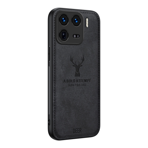 

For Xiaomi 15 Deer Head Cloth Skin All-inclusive Phone Case(Black)