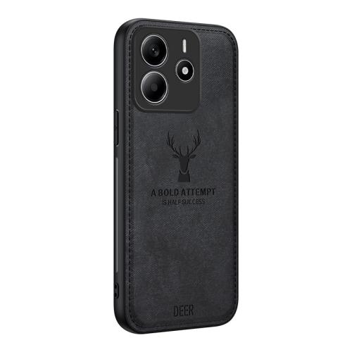 

For Xiaomi Redmi Note 14 5G Global Deer Head Cloth Skin All-inclusive Phone Case(Black)