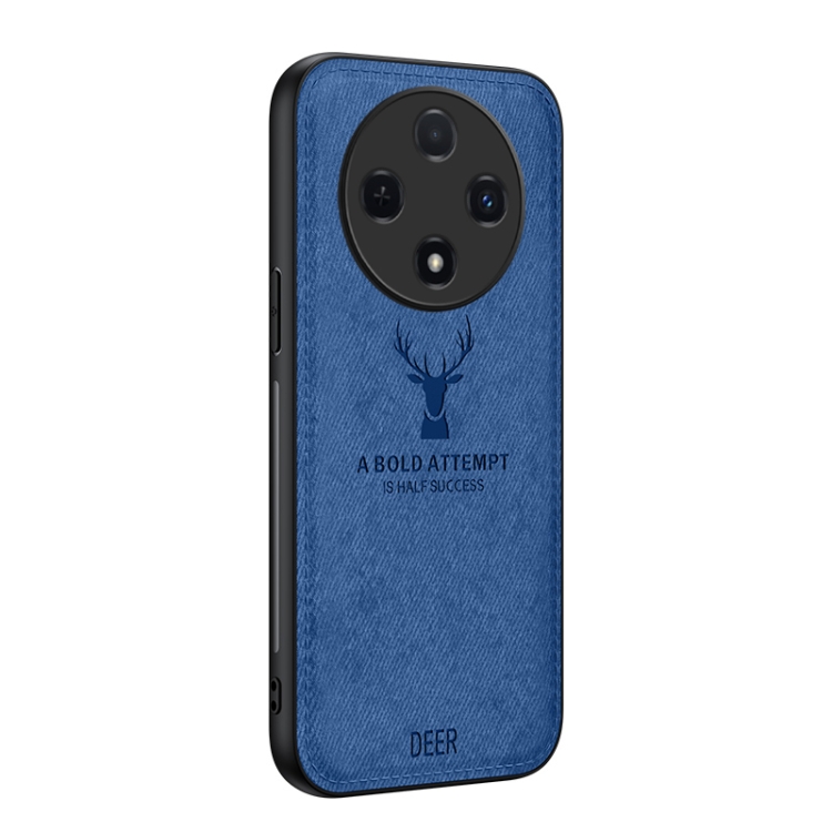 

For OPPO Reno12 F 5G Deer Head Cloth Skin All-inclusive Phone Case(Blue)