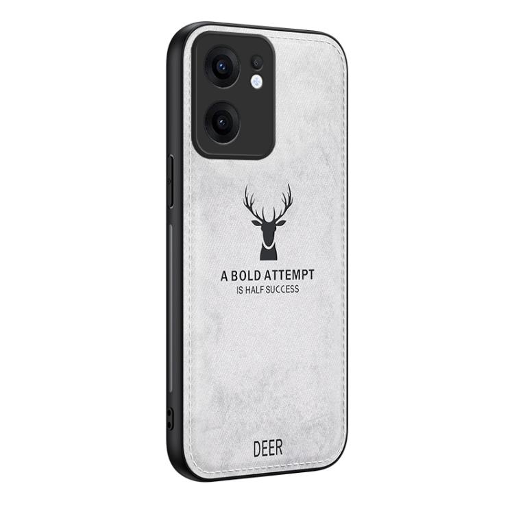 

For OPPO Reno13 F Deer Head Cloth Skin All-inclusive Phone Case(White)