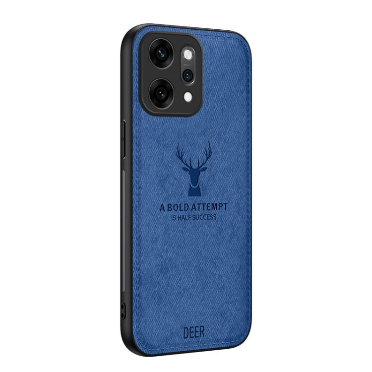 

For OPPOReno14 Global Deer Head Cloth Skin All-inclusive Phone Case(Blue)