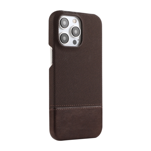 

For iPhone 15 Pro Max Stitching Cloth PU Shockproof Phone Case(Dark Brown)